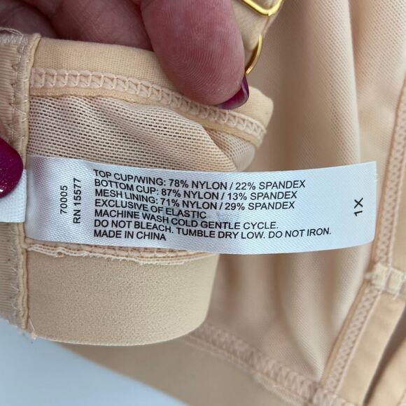 Blake & Co. Bralette Size 1X Beige Unlined Wire Free Mesh Insert Comfort - Picture 9 of 9